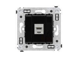 Компьютерная розетка RJ-45 без шторки в стену, кат.5e одинарная экранированная, "Avanti", "Черный квадрат" 4402763 Компьютерная розетка RJ-45 без шторки в стену, кат.5e одинарная экранированная, "Avanti", "Черный квадрат" ДКС | DKC