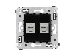 4402764 Компьютерная розетка RJ-45 без шторки в стену, кат.5e двойная экранированная, &quot;Avanti&quot;, &quot;Черный квадрат&quot; ДКС | DKC