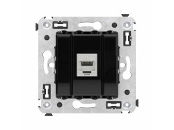 Компьютерная розетка RJ-45 без шторки в стену, кат.6А одинарная экранированная, "Avanti", "Черный квадрат" 4402773 Компьютерная розетка RJ-45 без шторки в стену, кат.6А одинарная экранированная, "Avanti", "Черный квадрат" ДКС | DKC