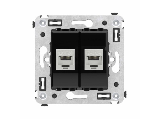 Компьютерная розетка RJ-45 без шторки в стену, кат.6А двойная экранированная, "Avanti", "Черный квадрат" 4402774 Компьютерная розетка RJ-45 без шторки в стену, кат.6А двойная экранированная, "Avanti", "Черный квадрат" ДКС | DKC