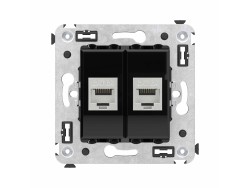 Компьютерная розетка RJ-45 без шторки в стену, кат.6А двойная экранированная, "Avanti", "Черный квадрат" 4402774 Компьютерная розетка RJ-45 без шторки в стену, кат.6А двойная экранированная, "Avanti", "Черный квадрат" ДКС | DKC