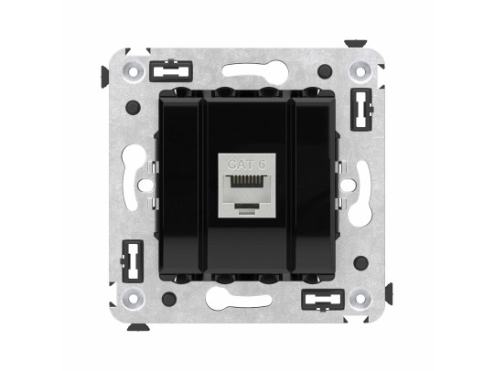 4402793 Компьютерная розетка RJ-45 без шторки в стену, кат.6 одинарная экранированная, &quot;Avanti&quot;, &quot;Черный квадрат&quot; ДКС | DKC