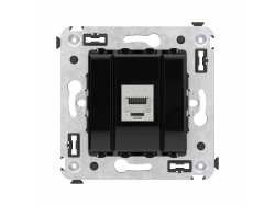 4402793 Компьютерная розетка RJ-45 без шторки в стену, кат.6 одинарная экранированная, &quot;Avanti&quot;, &quot;Черный квадрат&quot; ДКС | DKC
