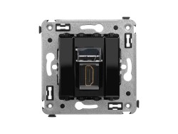 HDMI розетка одинарная в стену, тип А-А, "Avanti", "Черный квадрат" 4402253 HDMI розетка одинарная в стену, тип А-А, "Avanti", "Черный квадрат" ДКС | DKC