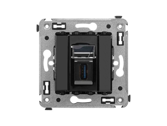 USB 3.0 розетка одинарная в стену, тип А-А, "Avanti", "Черный квадрат" 4402303 USB 3.0 розетка одинарная в стену, тип А-А, "Avanti", "Черный квадрат" ДКС | DKC