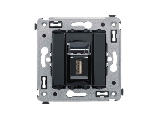 USB 2.0 розетка одинарная в стену, тип А-А, "Avanti", "Черный квадрат" 4402403 USB 2.0 розетка одинарная в стену, тип А-А, "Avanti", "Черный квадрат" ДКС | DKC