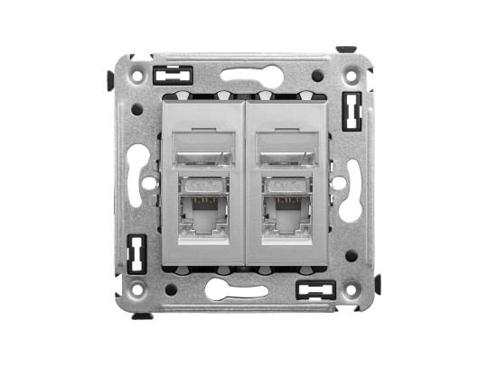 Компьютерная розетка RJ-45 в стену, кат.5e двойная экранированная,"Avanti", "Закаленная сталь" 4404364 Компьютерная розетка RJ-45 в стену, кат.5e двойная экранированная,"Avanti", "Закаленная сталь" ДКС | DKC