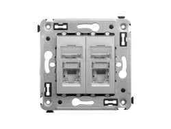 Компьютерная розетка RJ-45 в стену, кат.5e двойная экранированная,"Avanti", "Закаленная сталь" 4404364 Компьютерная розетка RJ-45 в стену, кат.5e двойная экранированная,"Avanti", "Закаленная сталь" ДКС | DKC