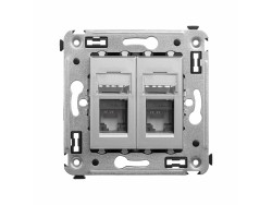 Компьютерная розетка RJ-45 в стену, кат.6А двойная, "Avanti", "Закаленная сталь" 4404374 Компьютерная розетка RJ-45 в стену, кат.6А двойная, "Avanti", "Закаленная сталь" ДКС | DKC
