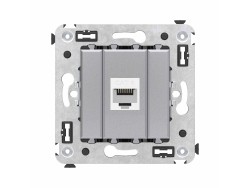 Компьютерная розетка RJ-45 без шторки в стену, кат.6 одинарная, "Avanti", "Закаленная сталь" 4404693 Компьютерная розетка RJ-45 без шторки в стену, кат.6 одинарная, "Avanti", "Закаленная сталь" ДКС | DKC