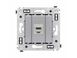 4404773 Компьютерная розетка RJ-45 без шторки в стену, кат.6А одинарная экранированная, &quot;Avanti&quot;, &quot;Закаленная сталь&quot; ДКС | DKC