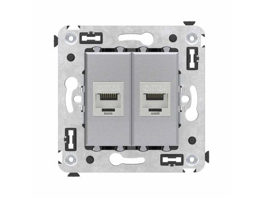 Компьютерная розетка RJ-45 без шторки в стену, кат.6А двойная экранированная, "Avanti", "Закаленная сталь" 4404774 Компьютерная розетка RJ-45 без шторки в стену, кат.6А двойная экранированная, "Avanti", "Закаленная сталь" ДКС | DKC