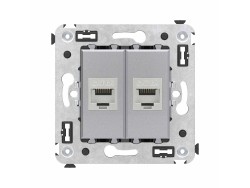Компьютерная розетка RJ-45 без шторки в стену, кат.6А двойная экранированная, "Avanti", "Закаленная сталь" 4404774 Компьютерная розетка RJ-45 без шторки в стену, кат.6А двойная экранированная, "Avanti", "Закаленная сталь" ДКС | DKC