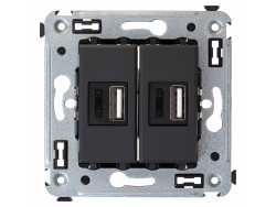 USB зарядное устройство в стену, "Avanti", "Черный матовый" 4412543 USB зарядное устройство в стену, "Avanti", "Черный матовый" ДКС | DKC