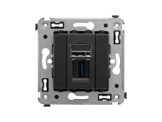 USB 3.0 розетка одинарная в стену, тип А-А, "Avanti", "Черный матовый" 4412303 USB 3.0 розетка одинарная в стену, тип А-А, "Avanti", "Черный матовый" ДКС | DKC