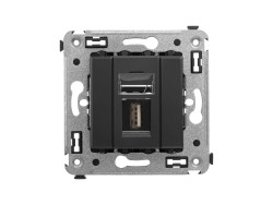 USB 2.0 розетка одинарная в стену, тип А-А, "Avanti", "Черный матовый" 4412403 USB 2.0 розетка одинарная в стену, тип А-А, "Avanti", "Черный матовый" ДКС | DKC