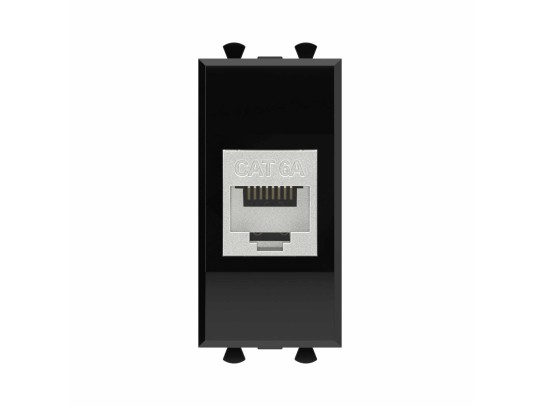 Компьютерная розетка RJ-45 без шторки модульная, кат.6А экранированная, "Avanti", "Черный квадрат", 1 модуль 4402771 Компьютерная розетка RJ-45 без шторки модульная, кат.6А экранированная, "Avanti", "Черный квадрат", 1 модуль ДКС | DKC