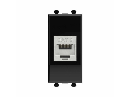 Компьютерная розетка RJ-45 без шторки модульная, кат.6 экранированная, "Avanti", "Черный квадрат", 1 модуль 4402791 Компьютерная розетка RJ-45 без шторки модульная, кат.6 экранированная, "Avanti", "Черный квадрат", 1 модуль ДКС | DKC