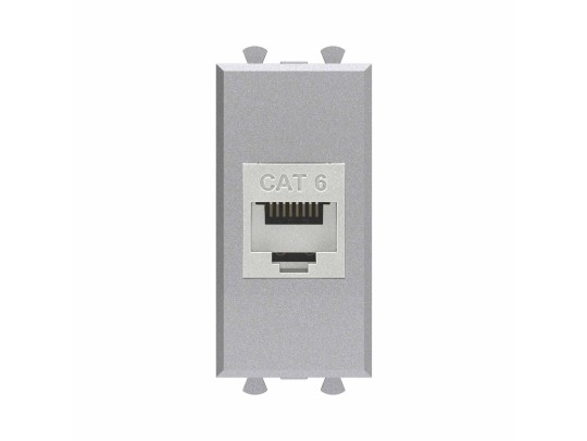 Компьютерная розетка RJ-45 без шторки модульная, кат.6 экранированная, "Avanti", "Закаленная сталь", 1 модуль 4404791 Компьютерная розетка RJ-45 без шторки модульная, кат.6 экранированная, "Avanti", "Закаленная сталь", 1 модуль ДКС | DKC