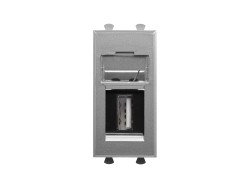4404401 USB 2.0 розетка модульная, тип А-А, &quot;Avanti&quot;, &quot;Закаленная сталь&quot;, 1 модуль ДКС | DKC