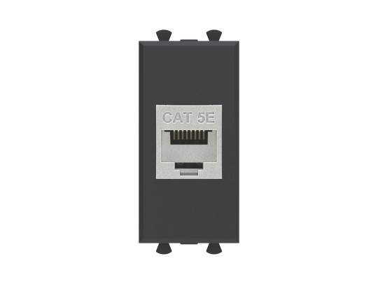 Компьютерная розетка RJ-45 без шторки модульная, кат.5е экранированная, "Avanti", "Черный матовый", 1 модуль 4412761 Компьютерная розетка RJ-45 без шторки модульная, кат.5е экранированная, "Avanti", "Черный матовый", 1 модуль ДКС | DKC