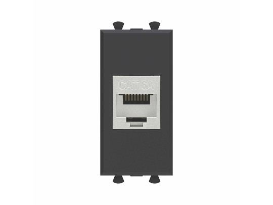 Компьютерная розетка RJ-45 без шторки модульная, кат.6А экранированная, "Avanti", "Черный матовый", 1 модуль 4412771 Компьютерная розетка RJ-45 без шторки модульная, кат.6А экранированная, "Avanti", "Черный матовый", 1 модуль ДКС | DKC