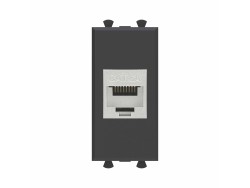 Компьютерная розетка RJ-45 без шторки модульная, кат.6А экранированная, "Avanti", "Черный матовый", 1 модуль 4412771 Компьютерная розетка RJ-45 без шторки модульная, кат.6А экранированная, "Avanti", "Черный матовый", 1 модуль ДКС | DKC