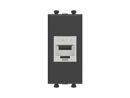 4412791 Компьютерная розетка RJ-45 без шторки модульная, кат.6 экранированная, &quot;Avanti&quot;, &quot;Черный матовый&quot;, 1 модуль ДКС | DKC