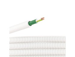 Электротруба ПЛЛ гибкая гофр. не содержит галогенов д.25мм, цвет белый,с кабелем ППГнг(А)-FRHF 3x2,5мм? РЭК &quot;ГОСТ+&quot;,50м