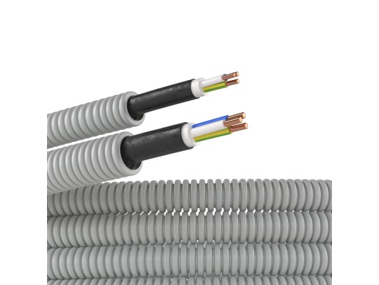 9L920100 Электротруба ПВХ гибкая гофр. д.20мм, цвет серый, с кабелем ВВГнг(А)-LS3х1,5мм? РЭК &quot;ГОСТ+&quot;, 100м ДКС | DKC