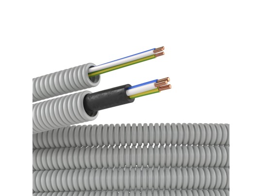 9V91625 Электротруба ПВХ гибкая гофр. д.16мм, цвет серый, с проводом ПуВ 3х2,5мм? РЭК &quot;ГОСТ+&quot;, 25м ДКС | DKC