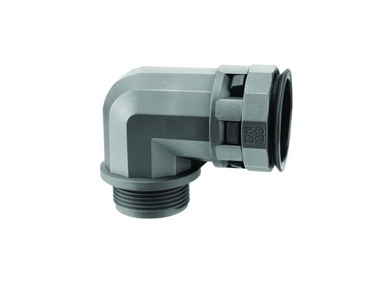 PAN23M25N Муфта 90 грд. труба-коробка DN 23 мм, М25х1,5, полиамид, цвет черный ДКС | DKC