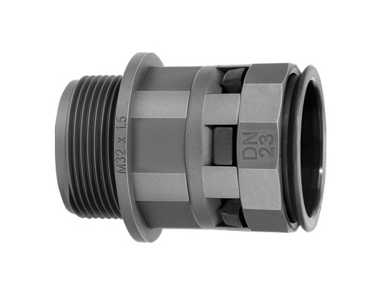 Муфта труба-коробка DN 36 мм, М40х1,5, полиамид, цвет черный PAM36M40N Муфта труба-коробка DN 36 мм, М40х1,5, полиамид, цвет черный ДКС | DKC