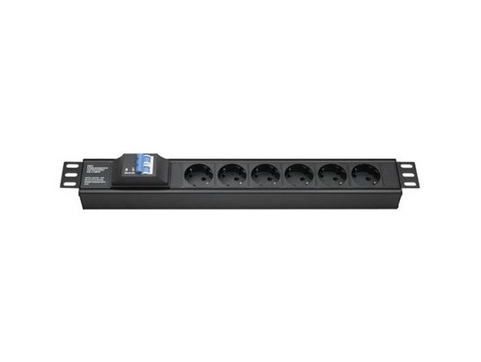 R519SH6CB Блок распределения питания (PDU) 19&quot; 16A с автоматом 2P, Вых:6 Schuko, Вх:Schuko ДКС | DKC