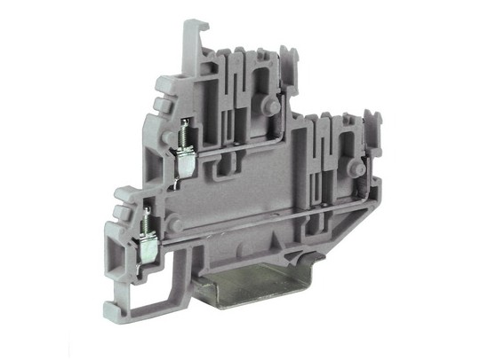 ZVP500GR Клеммный зажим. Двухуровневый. Со штекерными контактами. Тип VPD.2/GR. Серый. 2,5 кв.мм. ДКС | DKC