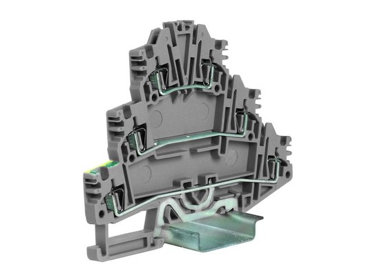 ZHL500GR HDE.2/GR(Ex) пружинный зажим трех-уровневый c заземлением на нижнем уровне 2,5 кв.мм, серый ДКС | DKC