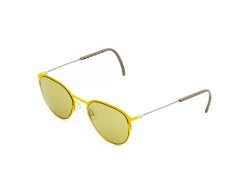 Желтые солнцезащитные очки из титана с оливковыми линзами. Модель 21