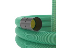 Двустенная труба ПНД гибкая дренажная д.160мм, SN6, перфорация 360град., в бухте 50м, цвет зеленый